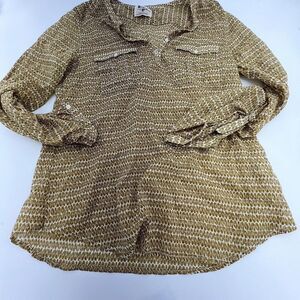 Holding Horses Anthropologie Yellow Horse Print Belted Roll Tab Tunic Blouse 10
